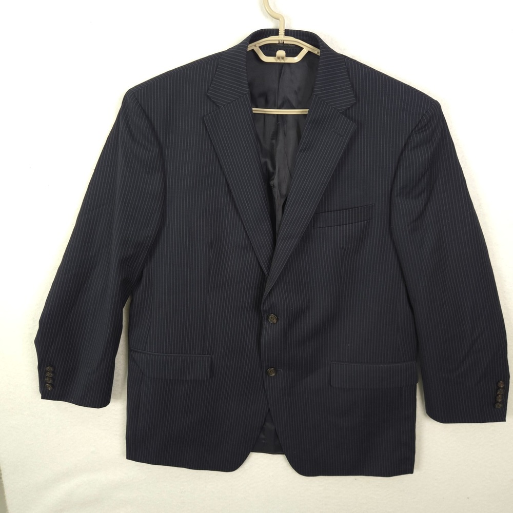Lauren Ralph Lauren Blazer Mens 44R Navy Blue Pinstripe 100% Wool Jacket